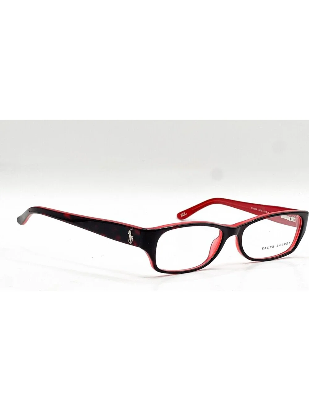 Ralph Lauren RL 6058 5255 Top Havana Red Rectangle Eyeglass Frames 53-16-135